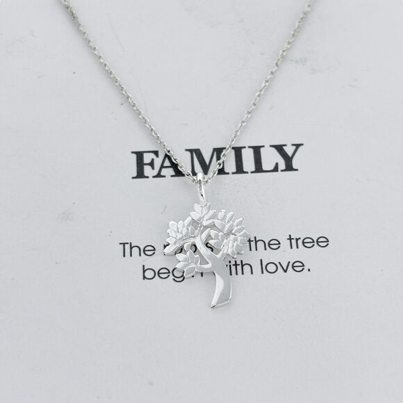 NWT Footnotes Thailand Sterling Silver 925 Family Tree Pendant Necklace 16"-18" - Picture 3 of 8
